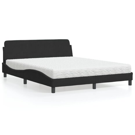 Bed met matras fluweel zwart 160x200 cm 1