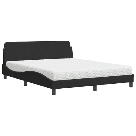 Bed met matras fluweel zwart 160x200 cm 2