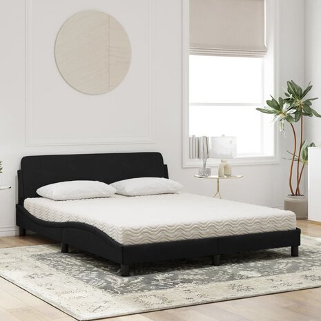 Bed met matras fluweel zwart 160x200 cm 3