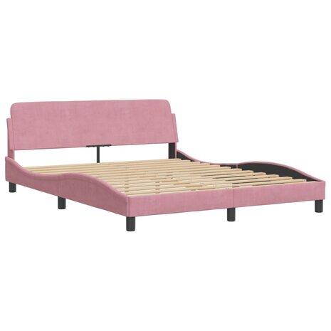 Bed met matras fluweel roze 160x200 cm 4