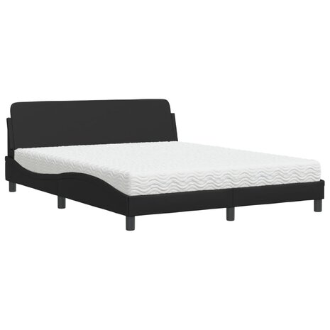 Bed met matras kunstleer zwart 160x200 cm 2