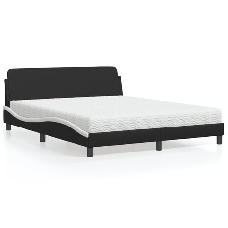 Bed met matras kunstleer zwart en wit 160x200 cm 1