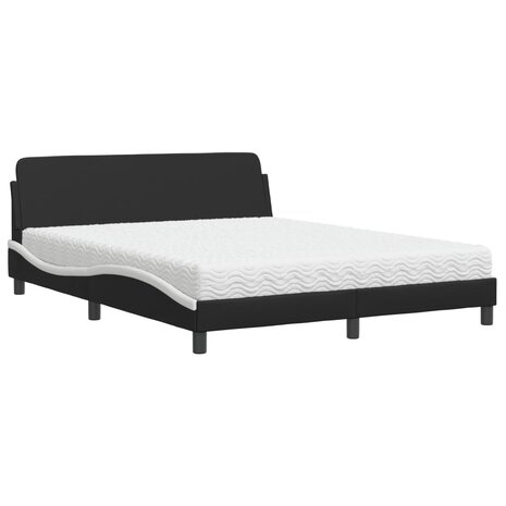 Bed met matras kunstleer zwart en wit 160x200 cm 2