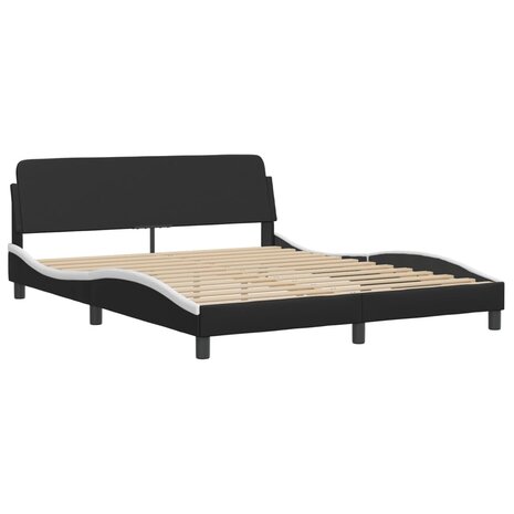 Bed met matras kunstleer zwart en wit 160x200 cm 4