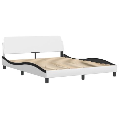 Bed met matras kunstleer wit en zwart 160x200 cm 4