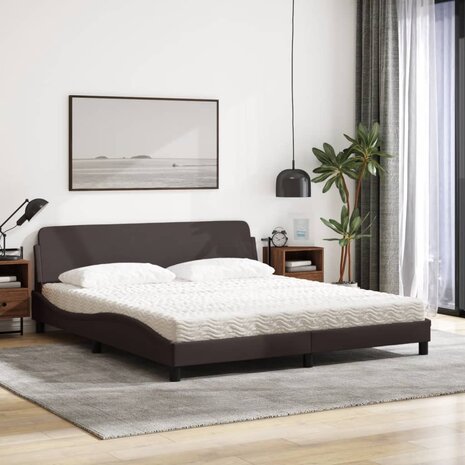 Bed met matras stof donkerbruin 180x200 cm 3