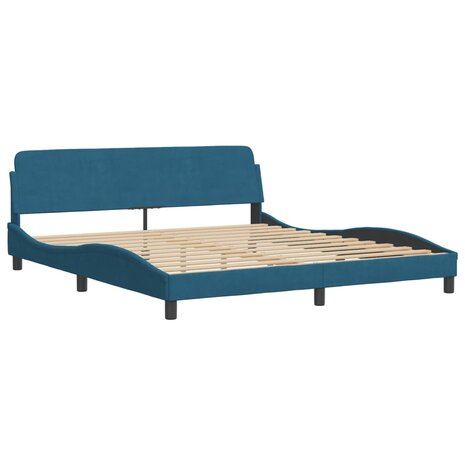 Bed met matras fluweel blauw 180x200 cm 4