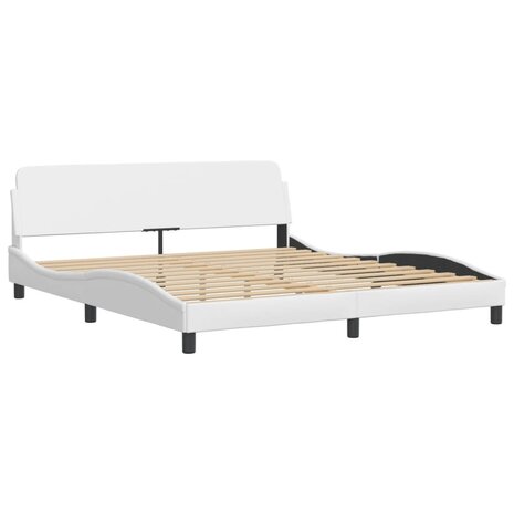 Bed met matras kunstleer wit 180x200 cm 4