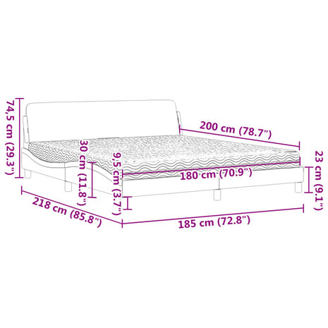 Bed met matras kunstleer wit 180x200 cm 9