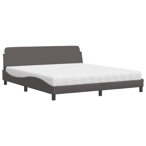 Bed met matras kunstleer grijs 180x200 cm 2