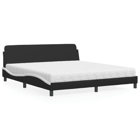 Bed met matras kunstleer zwart en wit 180x200 cm 1