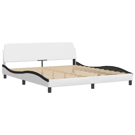 Bed met matras kunstleer wit en zwart 180x200 cm 4