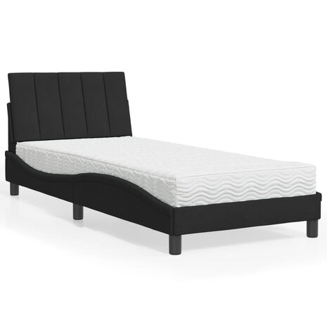 Bed met matras fluweel zwart 80x200 cm 1