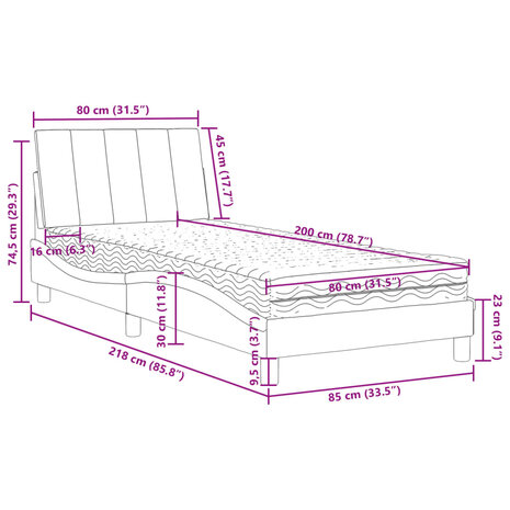 Bed met matras fluweel zwart 80x200 cm 11