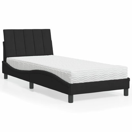 Bed met matras fluweel zwart 90x190 cm 1