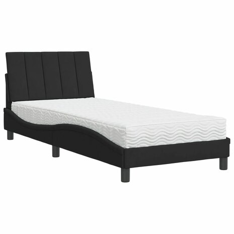 Bed met matras fluweel zwart 90x190 cm 2