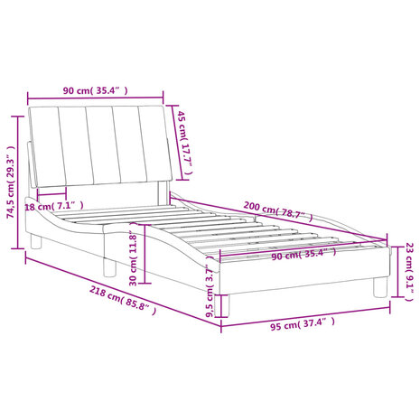 Bed met matras fluweel zwart 90x200 cm 11