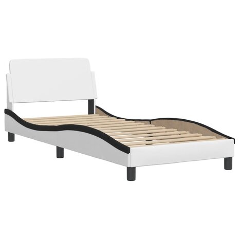 Bed met matras kunstleer zwart en wit 80x200 cm 4