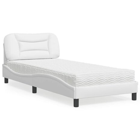 Bed met matras kunstleer wit 90x190 cm 1