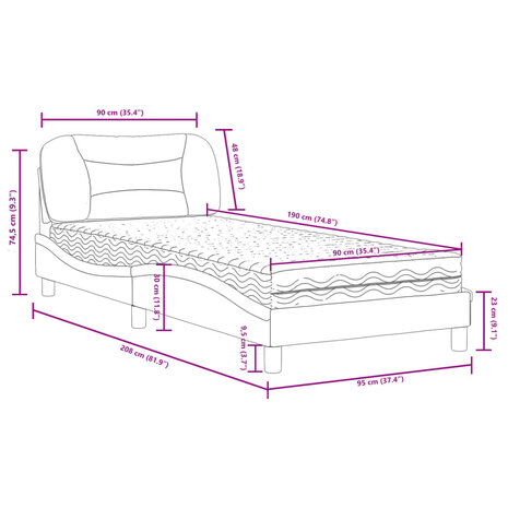 Bed met matras kunstleer wit 90x190 cm 11