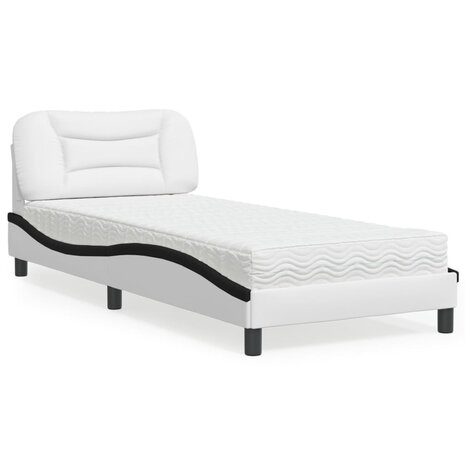 Bed met matras kunstleer zwart en wit 90x200 cm 1