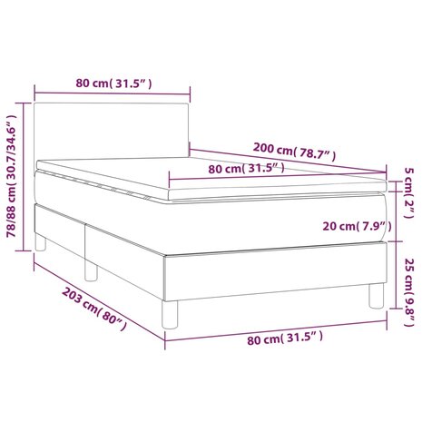 Boxspring met matras stof crèmekleurig 80x200 cm 7