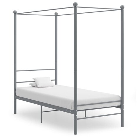 Hemelbedframe metaal grijs 90x200 cm 1