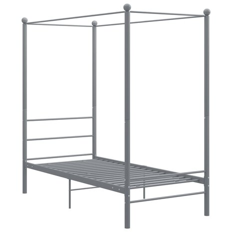 Hemelbedframe metaal grijs 90x200 cm 2