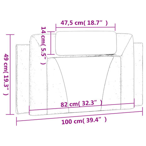 Hoofdbordkussen 100 cm kunstleer wit 10