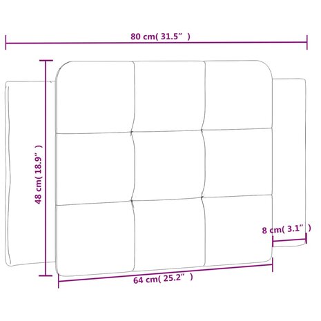 Hoofdbordkussen 80 cm kunstleer grijs 9