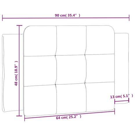 Hoofdbordkussen 90 cm kunstleer wit 9