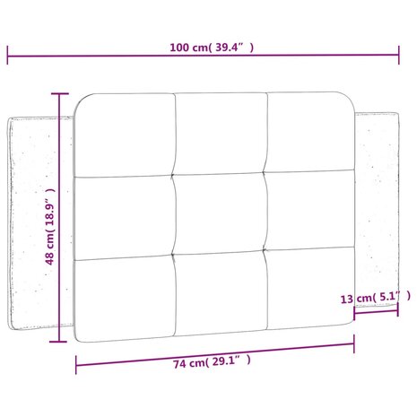 Hoofdbordkussen 100 cm kunstleer wit en zwart 10