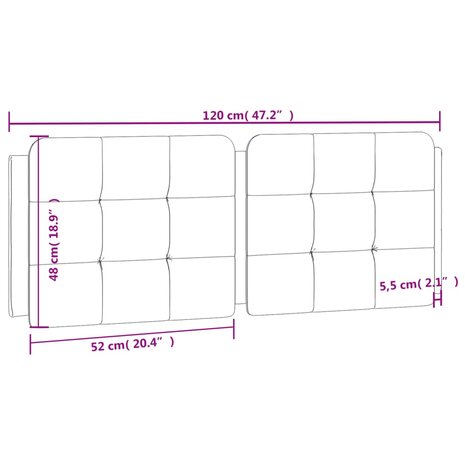 Hoofdbordkussen 120 cm kunstleer grijs 9