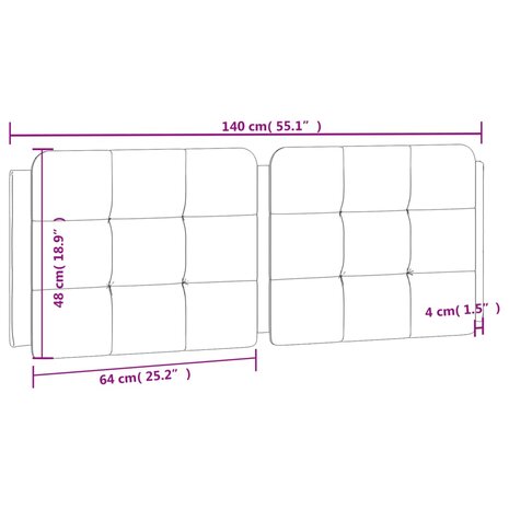 Hoofdbordkussen 140 cm kunstleer zwart 9