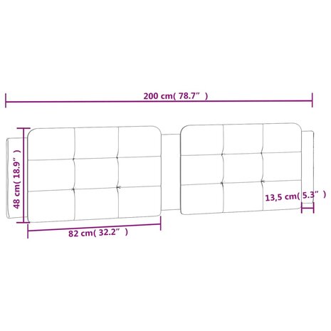 Hoofdbordkussen 200 cm kunstleer zwart 9