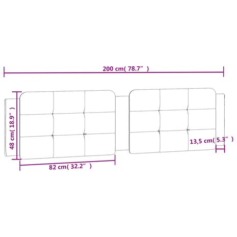 Hoofdbordkussen 200 cm kunstleer grijs 9