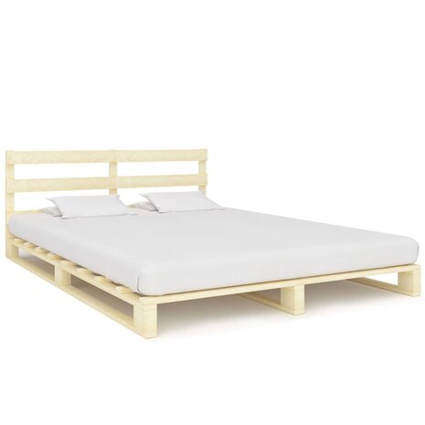 Bedframe pallet massief grenenhout 140x200 cm 1