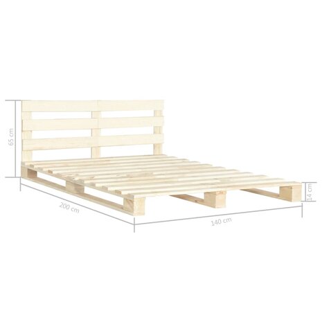 Bedframe pallet massief grenenhout 140x200 cm 7