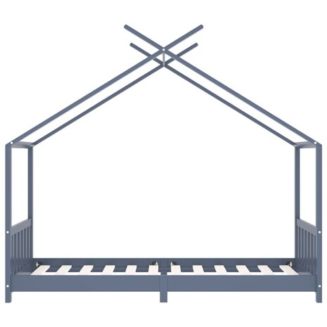 Kinderbedframe massief grenenhout grijs 90x200 cm 4