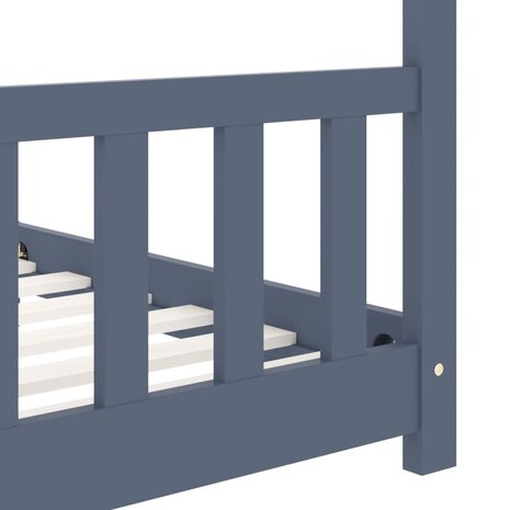 Kinderbedframe massief grenenhout grijs 90x200 cm 7