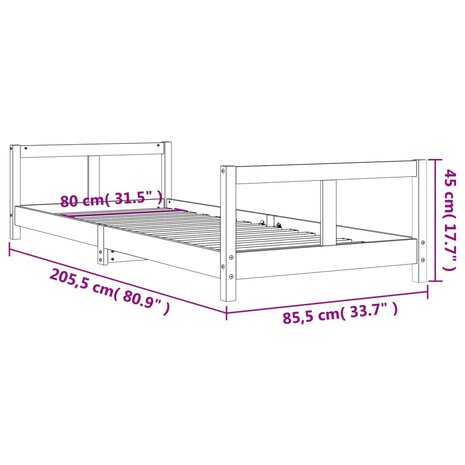 Kinderbedframe 80x200 cm massief grenenhout wit 9