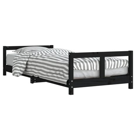 Kinderbedframe 80x200 cm massief grenenhout zwart 2