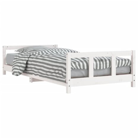 Kinderbedframe 90x200 cm massief grenenhout wit 2