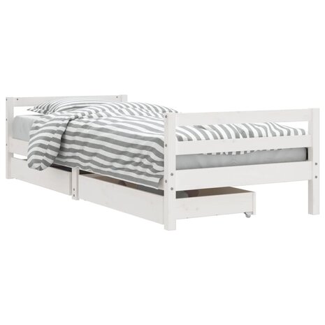 Kinderbedframe met lades 90x190 cm massief grenenhout wit 2