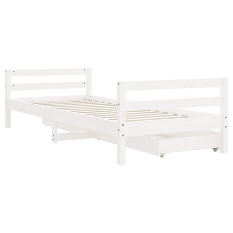 Kinderbedframe met lades 90x190 cm massief grenenhout wit 7