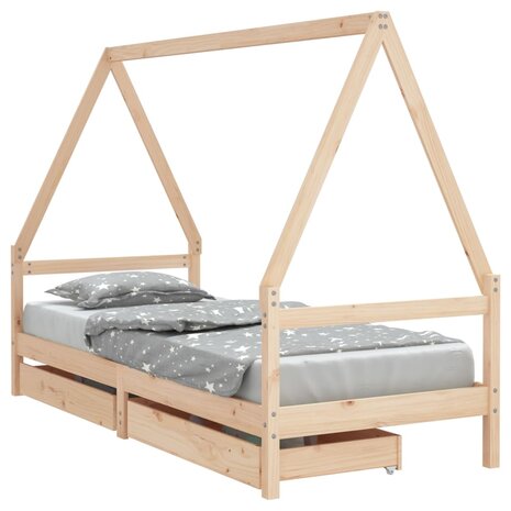 Kinderbedframe met lades 80x200 cm massief grenenhout 2