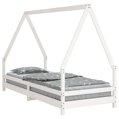 Kinderbedframe 80x200 cm massief grenenhout wit 2