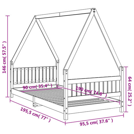 Kinderbedframe 90x190 cm massief grenenhout 9