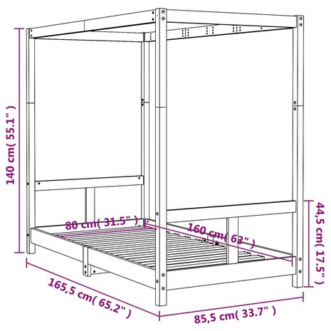 Kinderbedframe 80x160 cm massief grenenhout 9