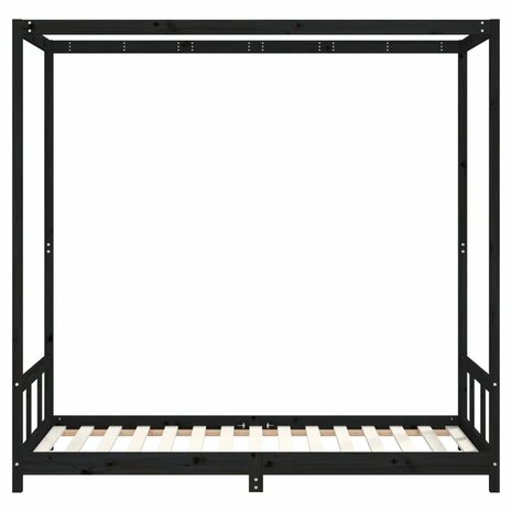 Kinderbedframe 90x190 cm massief grenenhout zwart 4